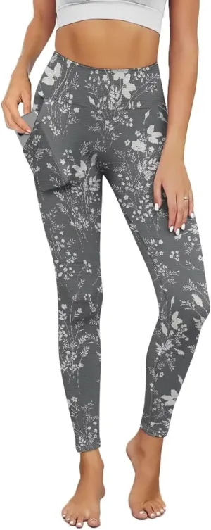 Womens Leggings Yoga Pants with Pockets High Waisted Yoga Leggings Tummy Control Breathable Workout Yoga Trousers