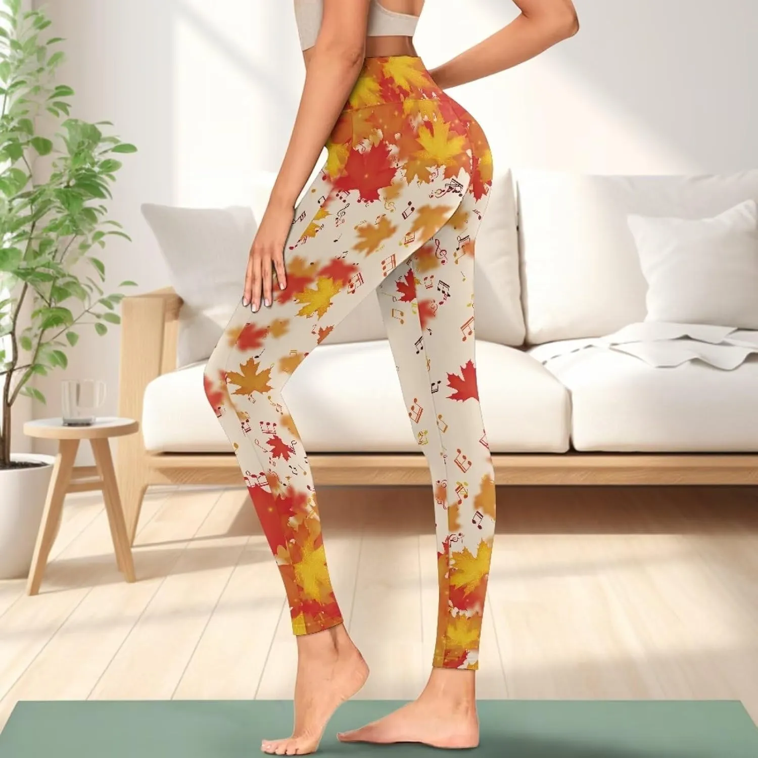 Womens Leggings Yoga Pants with Pockets High Waisted Yoga Leggings Tummy Control Breathable Workout Yoga Trousers