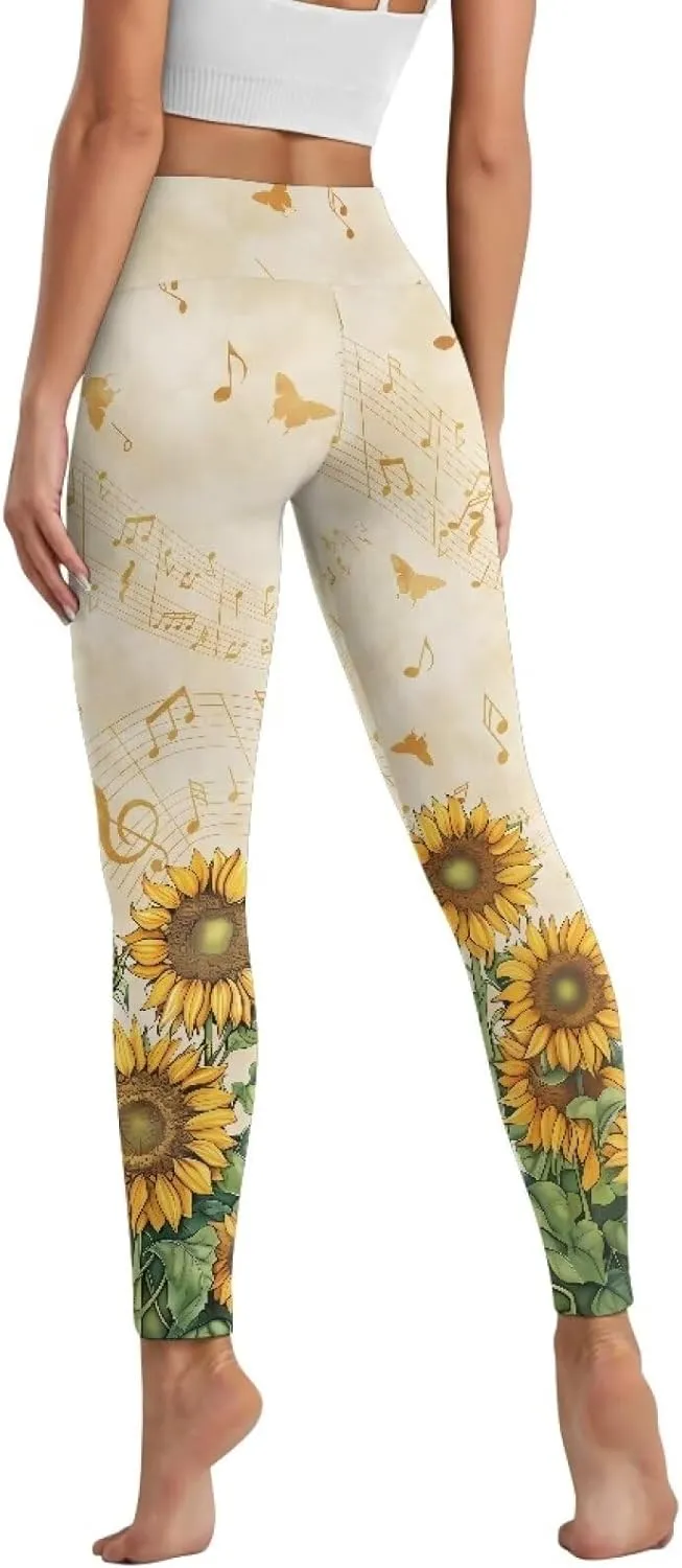 Womens Leggings Yoga Pants with Pockets High Waisted Yoga Leggings Tummy Control Breathable Workout Yoga Trousers
