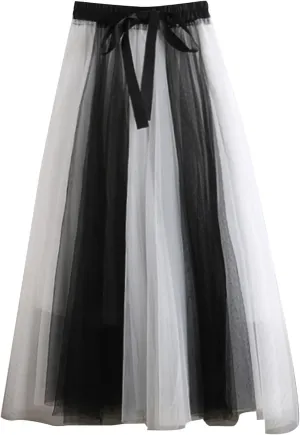 Women's Long Rainbow A Line Tulle Skirts High Waisted Pleated Flowy Fairy Skirt A Line Bridesmaid Wedding Midi Skirt