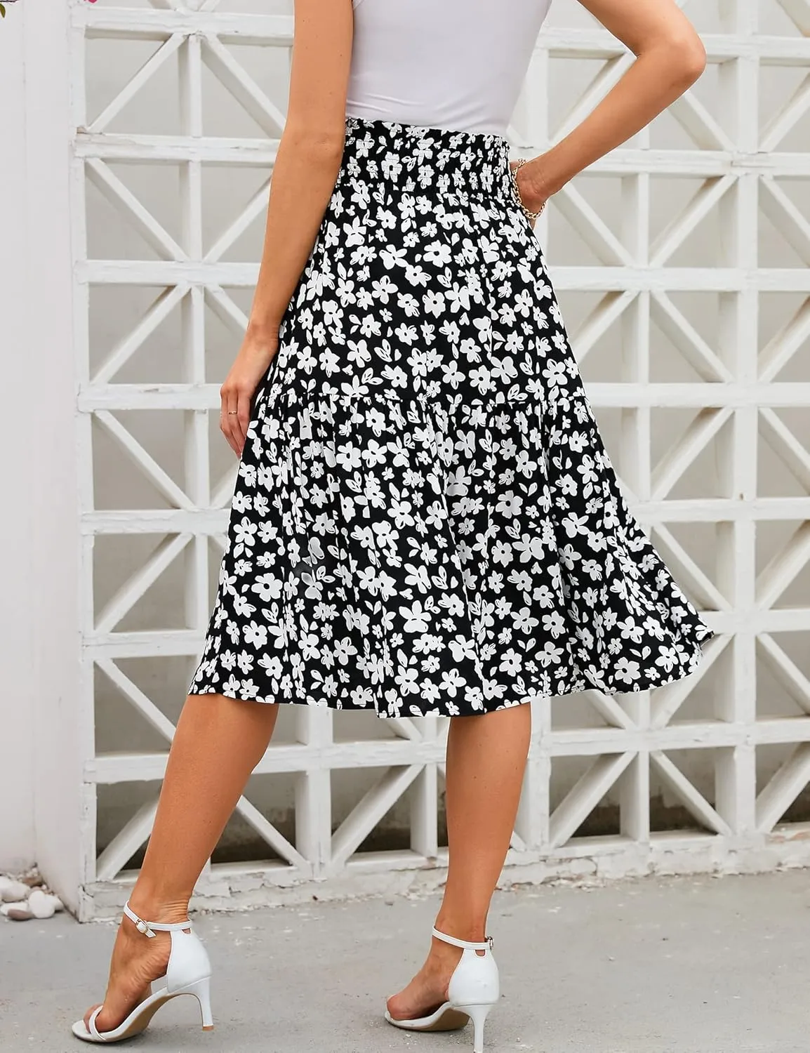 Women's Maternity Flowy a Line Pleated Midi Skirt