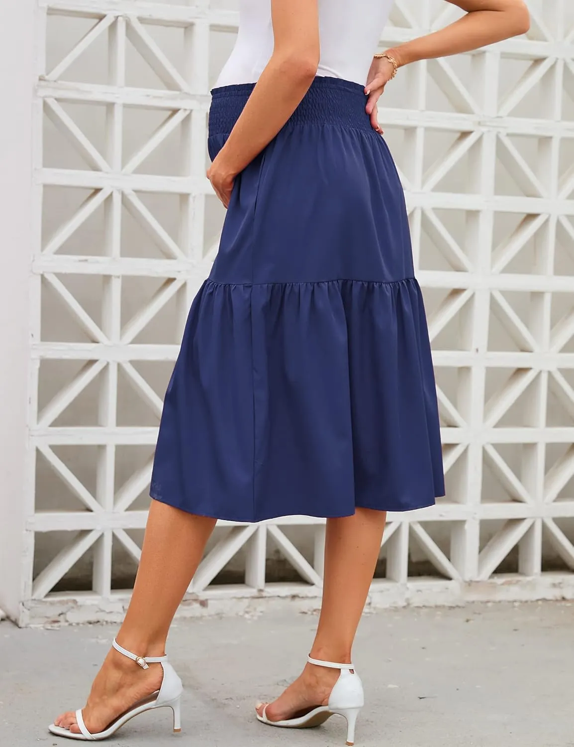 Women's Maternity Flowy a Line Pleated Midi Skirt