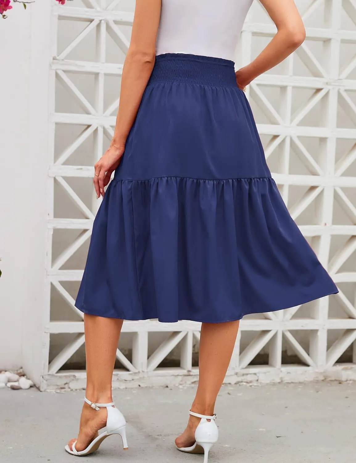 Women's Maternity Flowy a Line Pleated Midi Skirt