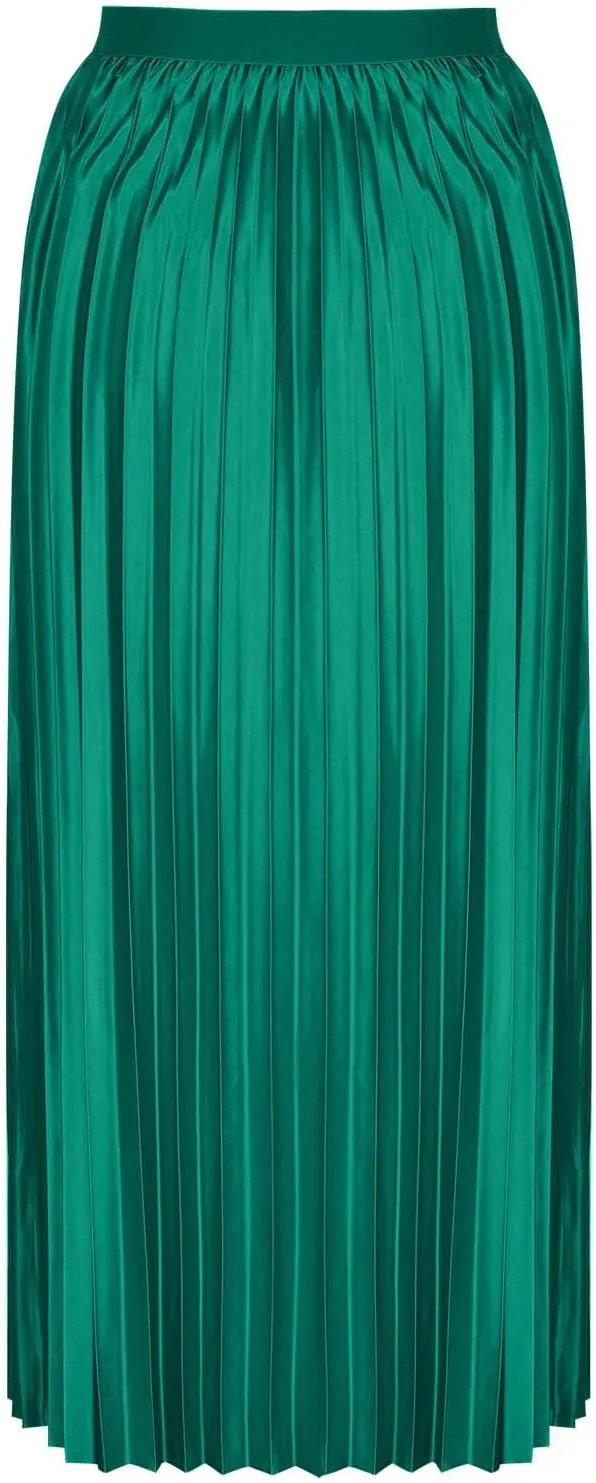 Women's Pleated A-Line Midi Skirts Trendy Casual Loose Elastic High Waist Swing Skirt Solid Flowy A-Line Long Skirts