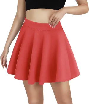 Women's Pleated Mini Skater Skirt Stretch Basic School Cheerleader Tennis Skirt Comfy Casual Uniform 2025 Summer