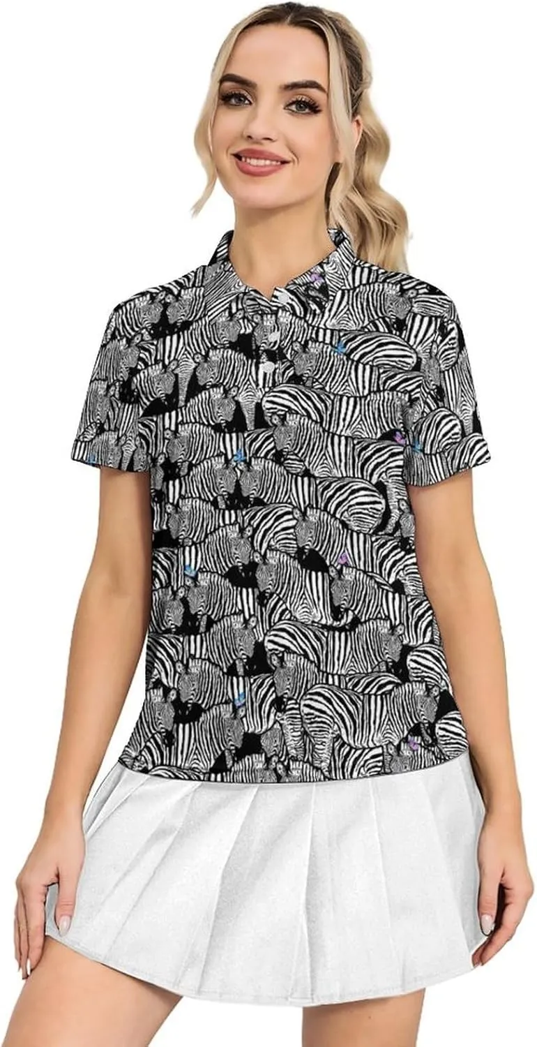 Women's Polo Shirt Short Sleeve Golf Shirt Dry Fit Moisture Wicking Collared Tennis Shirt Ladies Golf Shirt