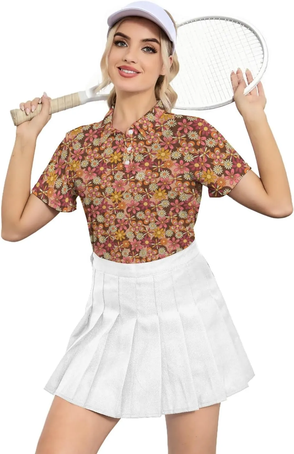Women's Polo Shirt Short Sleeve Golf Shirt Dry Fit Moisture Wicking Collared Tennis Shirt Ladies Golf Shirt