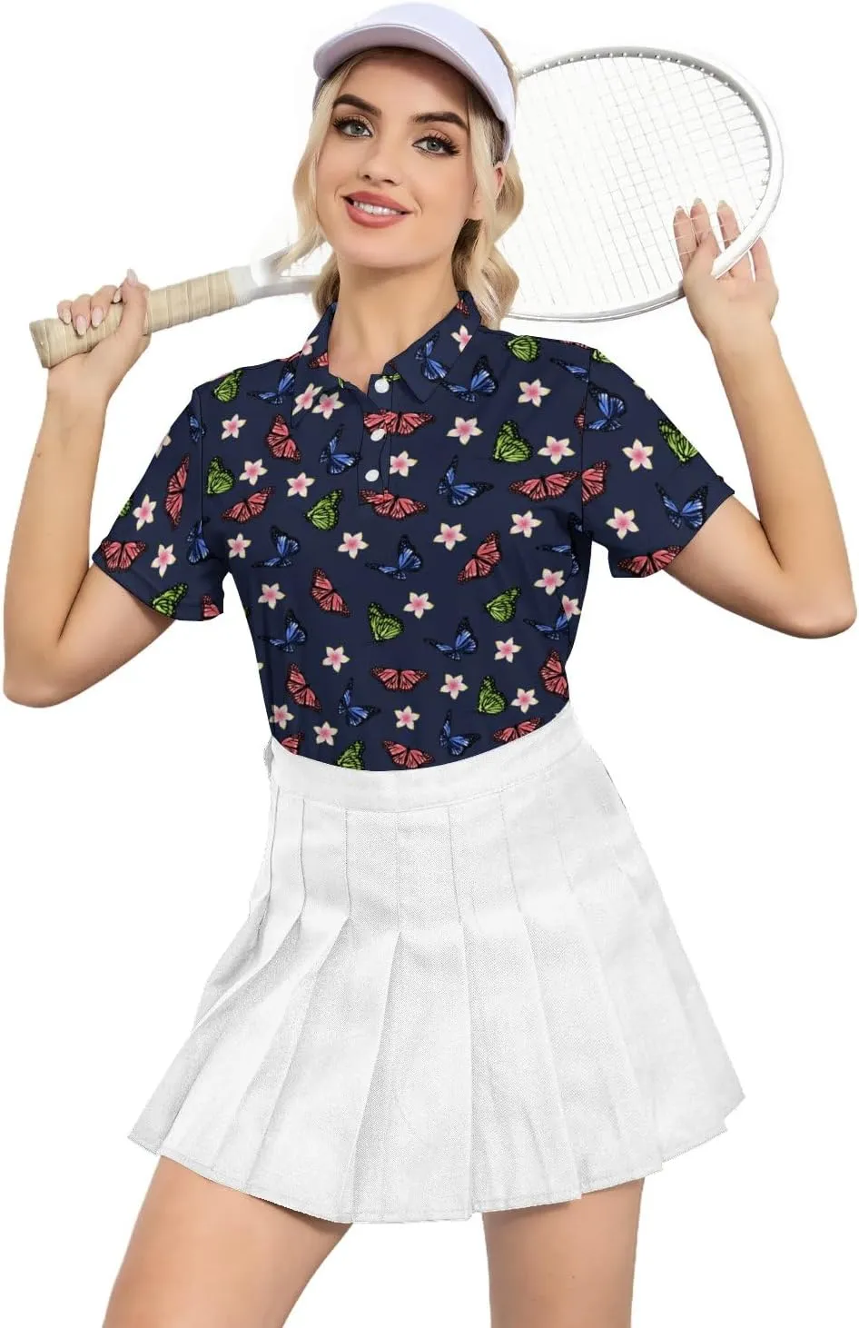 Women's Polo Shirt Short Sleeve Golf Shirt Dry Fit Moisture Wicking Collared Tennis Shirt Ladies Golf Shirt