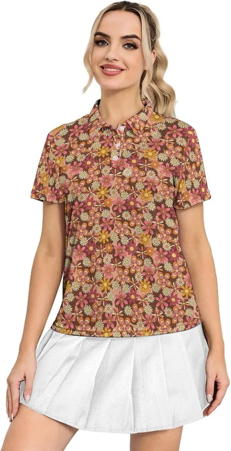 Women's Polo Shirt Short Sleeve Golf Shirt Dry Fit Moisture Wicking Collared Tennis Shirt Ladies Golf Shirt