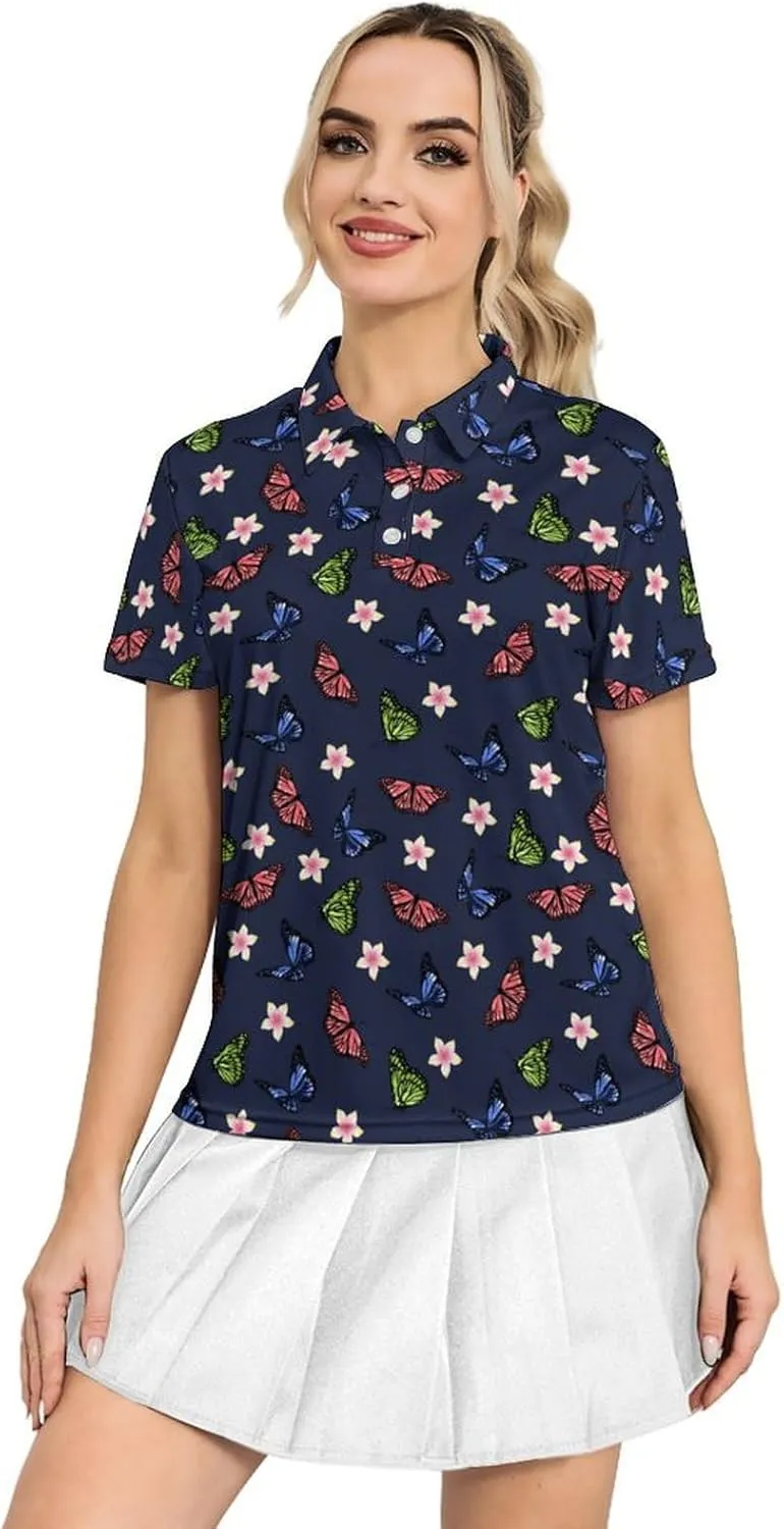 Women's Polo Shirt Short Sleeve Golf Shirt Dry Fit Moisture Wicking Collared Tennis Shirt Ladies Golf Shirt