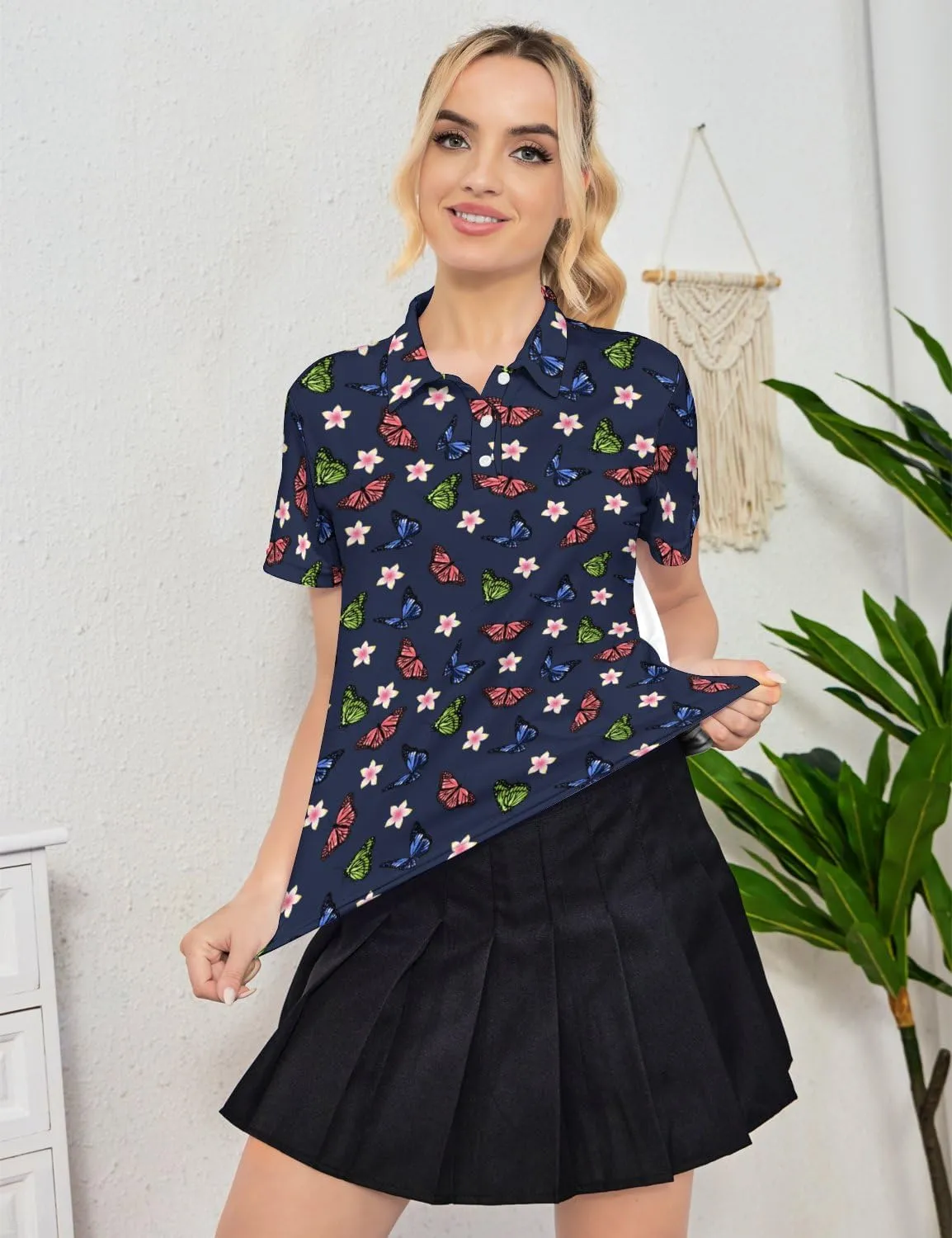 Women's Polo Shirt Short Sleeve Golf Shirt Dry Fit Moisture Wicking Collared Tennis Shirt Ladies Golf Shirt