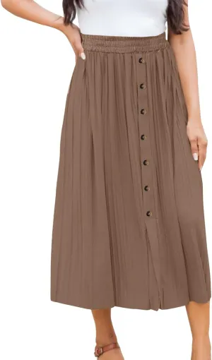 Womens Retro Skirt Women's Elastic Waist Skirts Party Shiny Accordion Pleated Midi Skirt Denim Skirts for Women