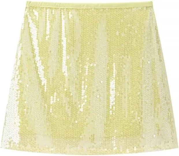 Women's Sequin A-Line Mini Skirt Shiny High Waisted Casual Skirts