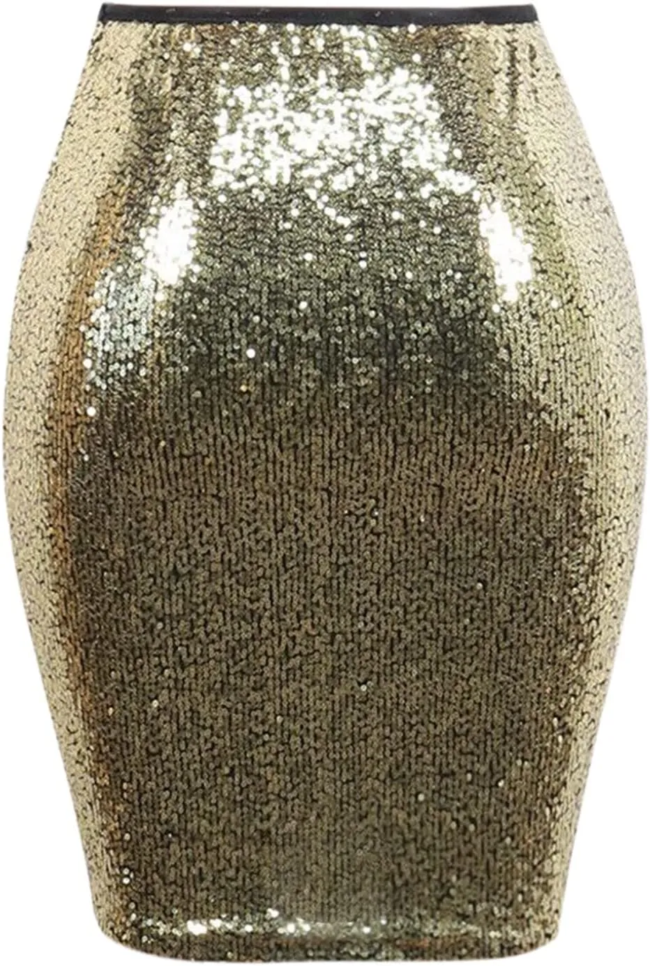 Women's Sequins Skirt High Waist Slim Hip Skirt Sparkle Mini Skirt Middle Length Sexy Business Half Body Skirt