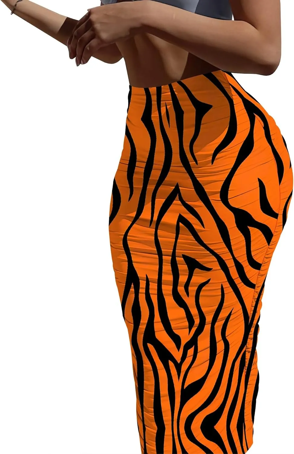 Women's Sexy Bodycon High Waist Stretchy Work Pencil Skirts Dress Casual Fitted Ruched Maxi Long Bodycon Going Out Outfit