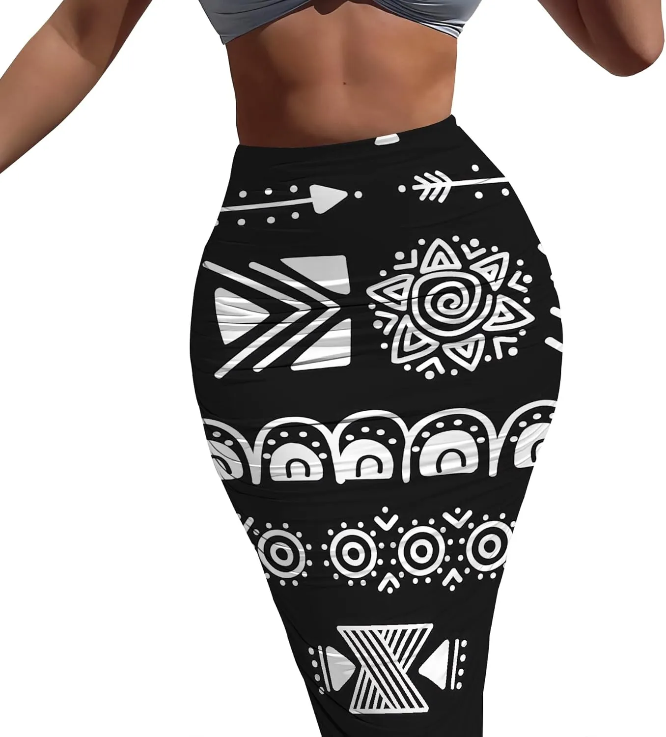 Women's Sexy Bodycon High Waist Stretchy Work Pencil Skirts Dress Casual Fitted Ruched Maxi Long Bodycon Going Out Outfit