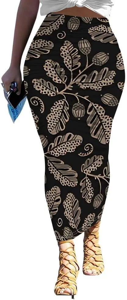 Women's Sexy Ruched High Waist Bodycon Party Club Night Out Pencil Suit Skirt Elegant Stretchy Work Skirt Dress Below Knee