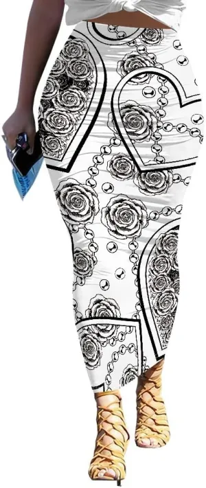 Women's Sexy Ruched High Waist Bodycon Party Club Night Out Pencil Suit Skirt Elegant Stretchy Work Skirt Dress Below Knee
