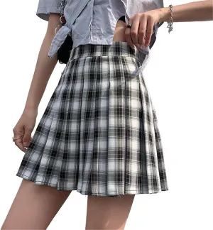 Women's Skirt Female's Plaid Pleated with High Waist Aline Mini Skirts