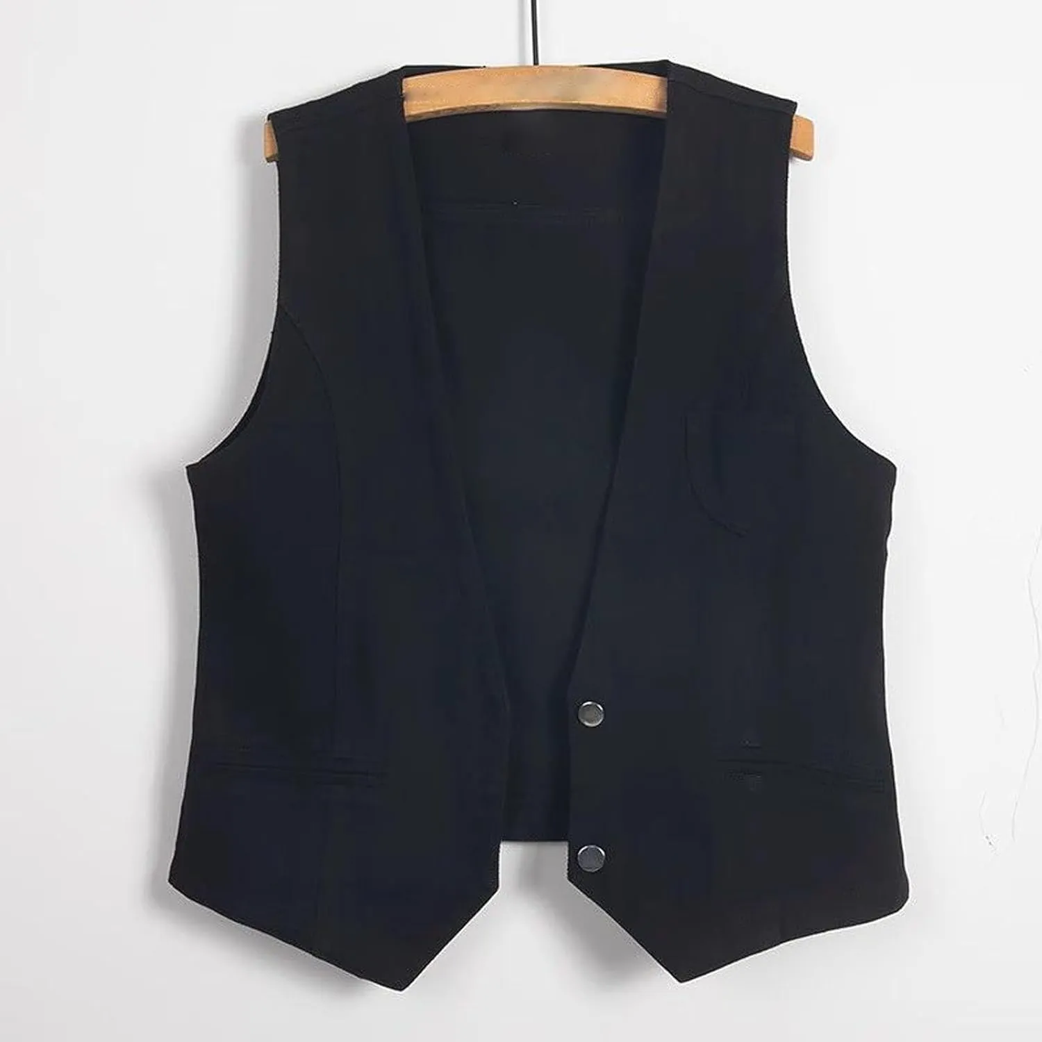 Womens Sleeveless Denim Vest V Neck Button Down Jean Waistcoat Y2K Casual Trendy Loose Fit Lightweight Jackets with Pockets