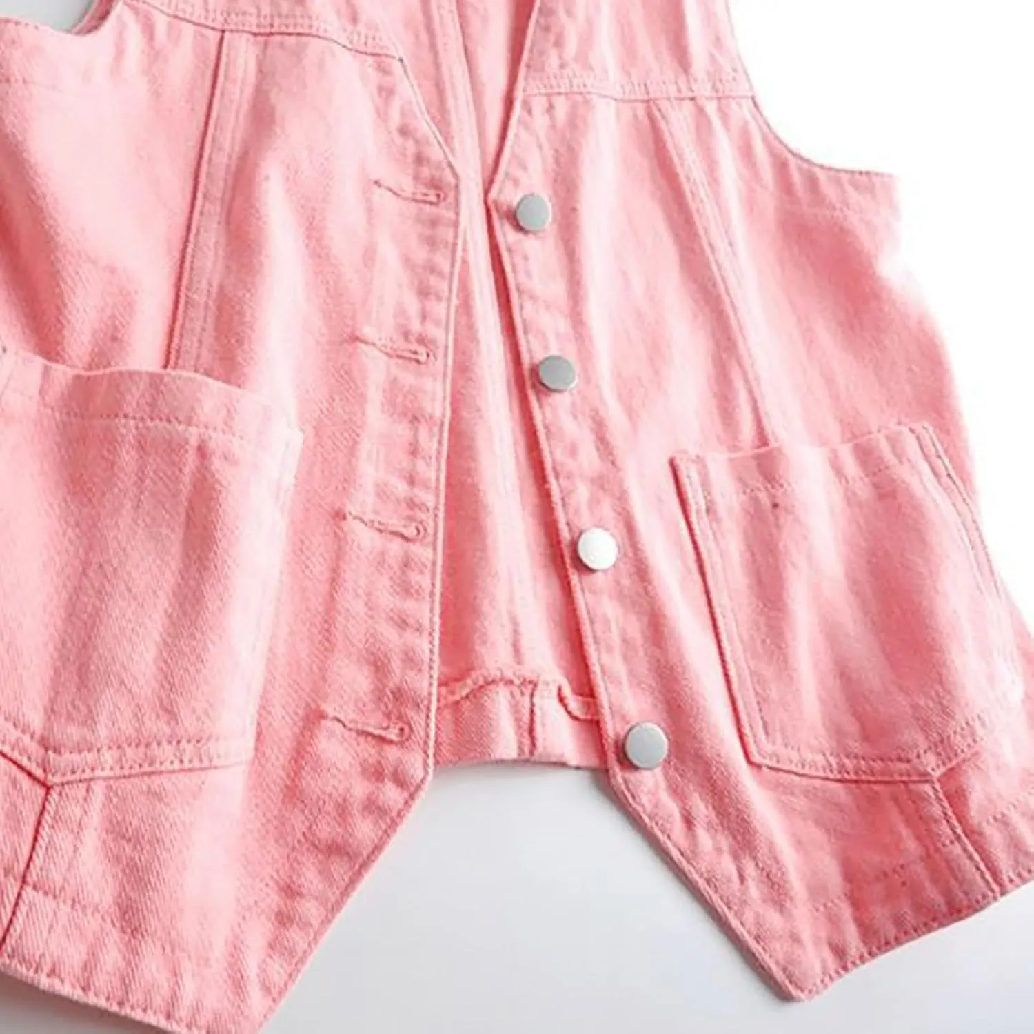 Womens Sleeveless Denim Vest V Neck Button Down Jean Waistcoat Y2K Casual Trendy Loose Fit Lightweight Jackets with Pockets