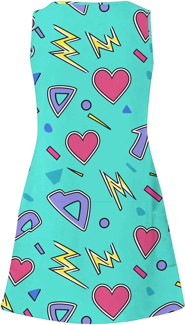 Womens Sleeveless Summer Dresses Aline Mini Dress Swing Dress Patterned Vacation Beach Dress Casual Dress