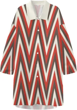 Womens Soft Comfy Shirt Dress Stripe1 Button-Down Night Dress Nightshirt Long Sleeve Sleep Shirt