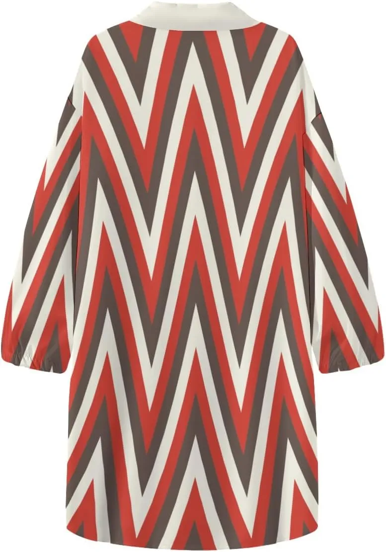 Womens Soft Comfy Shirt Dress Stripe1 Button-Down Night Dress Nightshirt Long Sleeve Sleep Shirt