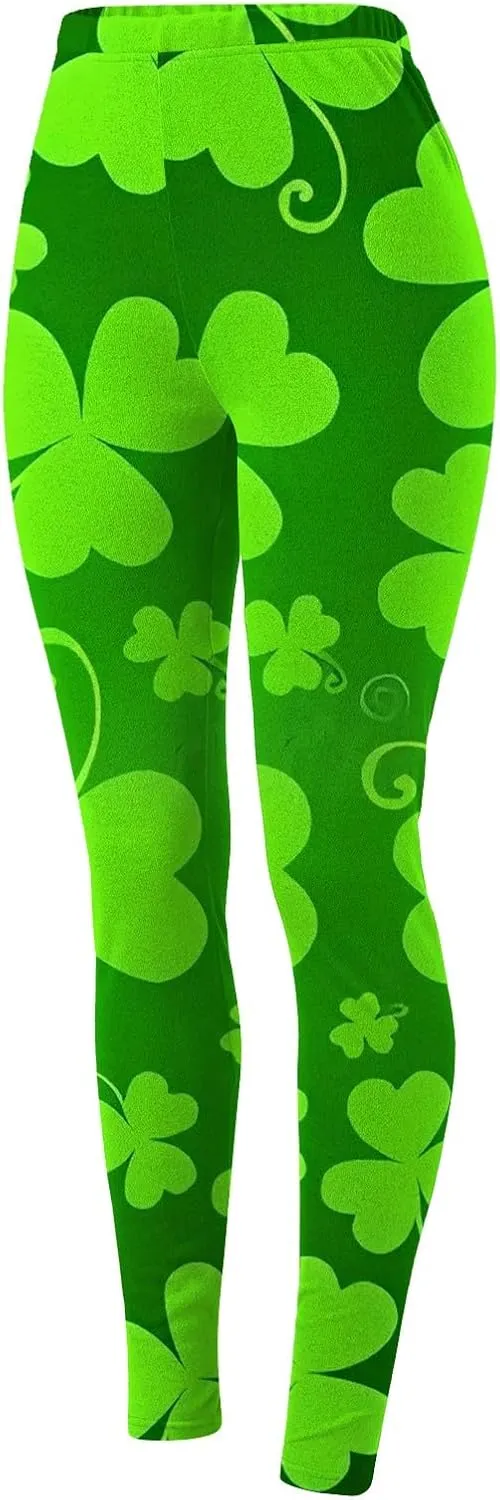 Women's St. Patrick's Day Green Printed Leggings Women's St Day Leggings Irish Irish Sports Leggings Pants for