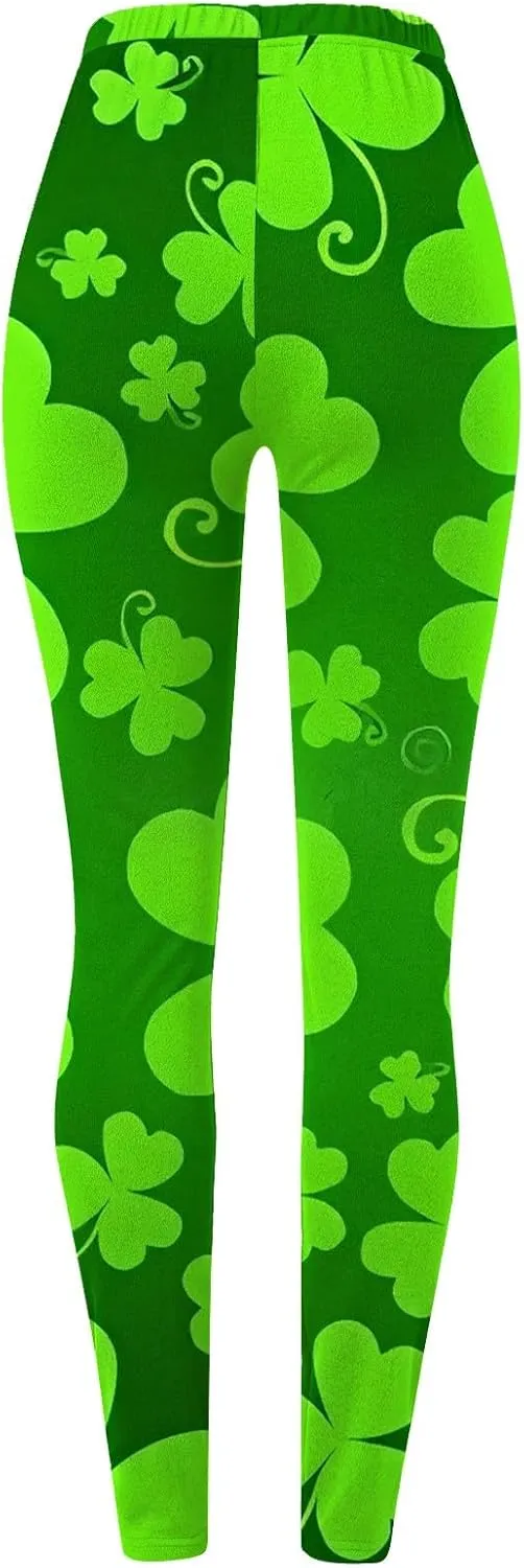 Women's St. Patrick's Day Green Printed Leggings Women's St Day Leggings Irish Irish Sports Leggings Pants for