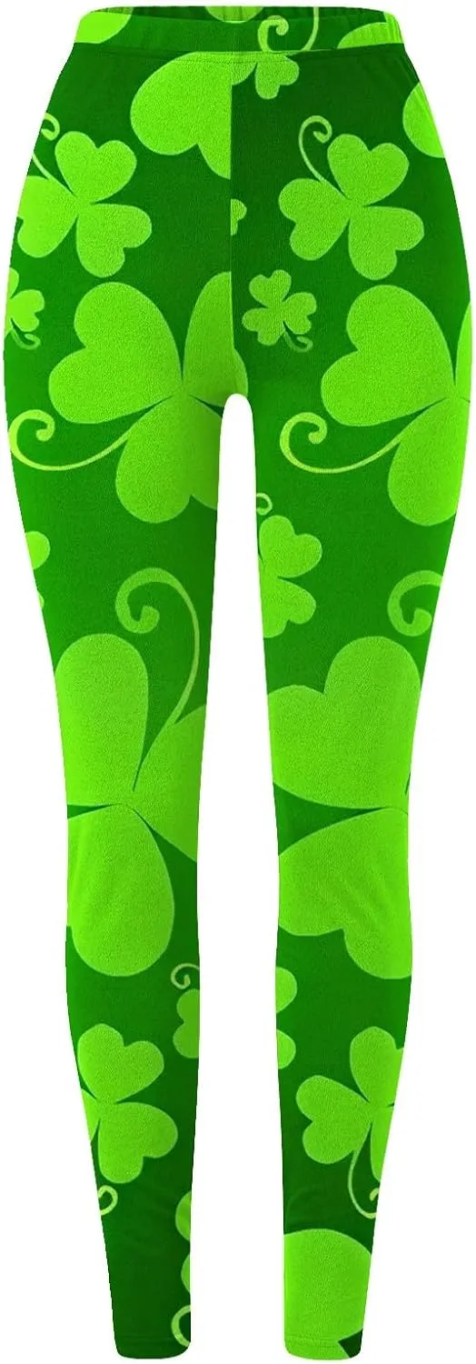 Women's St. Patrick's Day Green Printed Leggings Women's St Day Leggings Irish Irish Sports Leggings Pants for