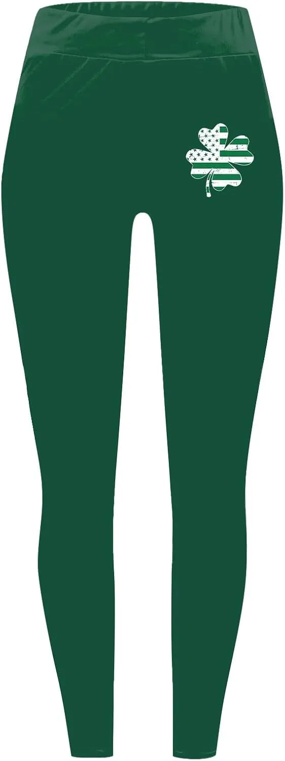 Women's St. Patrick's Day Green Printed Leggings Women's St Day Leggings Irish Irish Sports Leggings Pants for