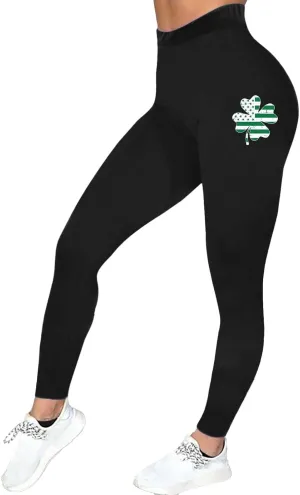 Women's St. Patrick's Day Green Printed Leggings Women's St Day Leggings Irish Irish Sports Leggings Pants for