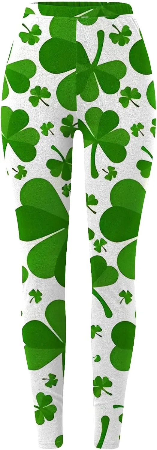 Women's St. Patrick's Day Green Printed Leggings Women's St Day Leggings Irish Irish Sports Leggings Pants for