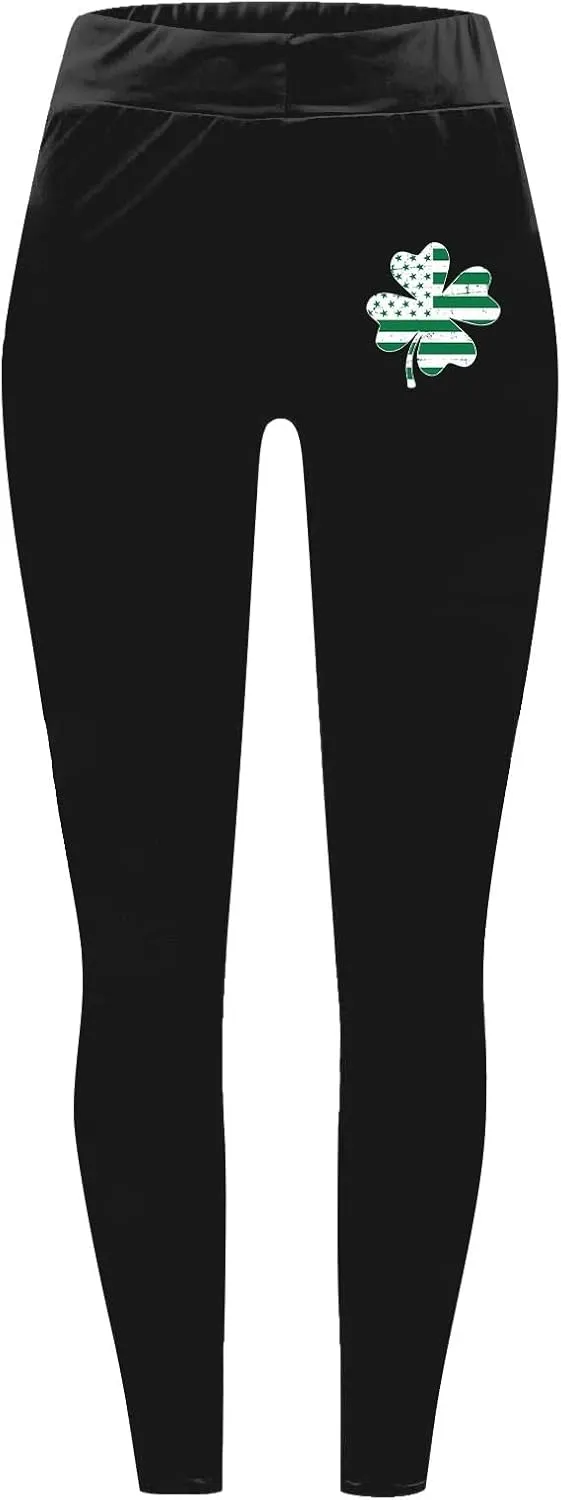 Women's St. Patrick's Day Green Printed Leggings Women's St Day Leggings Irish Irish Sports Leggings Pants for
