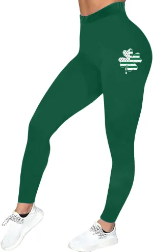 Women's St. Patrick's Day Green Printed Leggings Women's St Day Leggings Irish Irish Sports Leggings Pants for