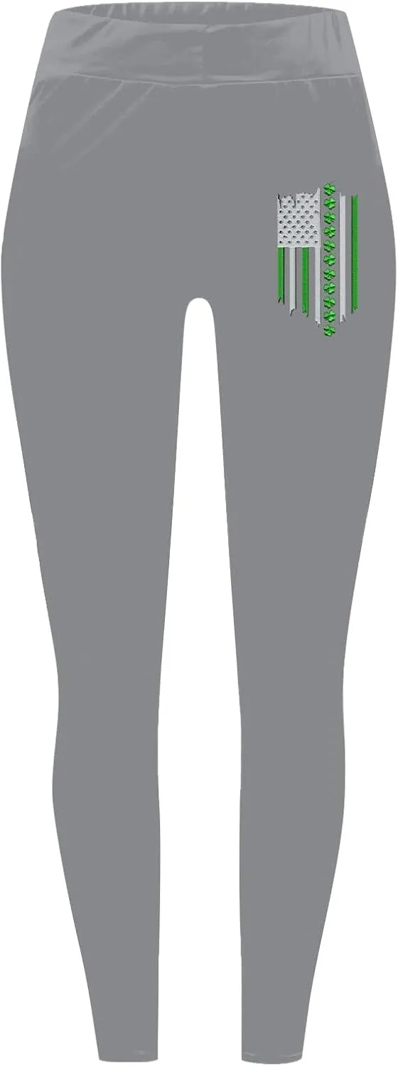 Women's St. Patrick's Day Green Printed Leggings Women's St Day Leggings Irish Irish Sports Leggings Pants for