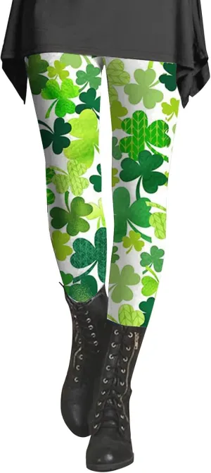 Women's St. Patrick's Day Green Printed Leggings Women's St Day Leggings Irish Irish Sports Leggings Pants for