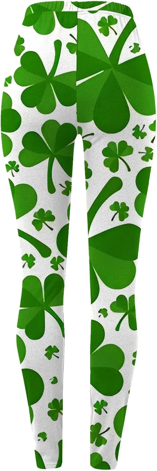 Women's St. Patrick's Day Green Printed Leggings Women's St Day Leggings Irish Irish Sports Leggings Pants for
