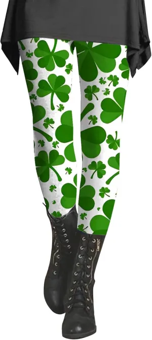 Women's St. Patrick's Day Green Printed Leggings Women's St Day Leggings Irish Irish Sports Leggings Pants for