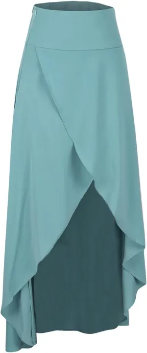 Women's Summer Casual Irregular Hem High Waisted Skirts Trendy Loose Split Solid Color High Low A-line Long Skirts