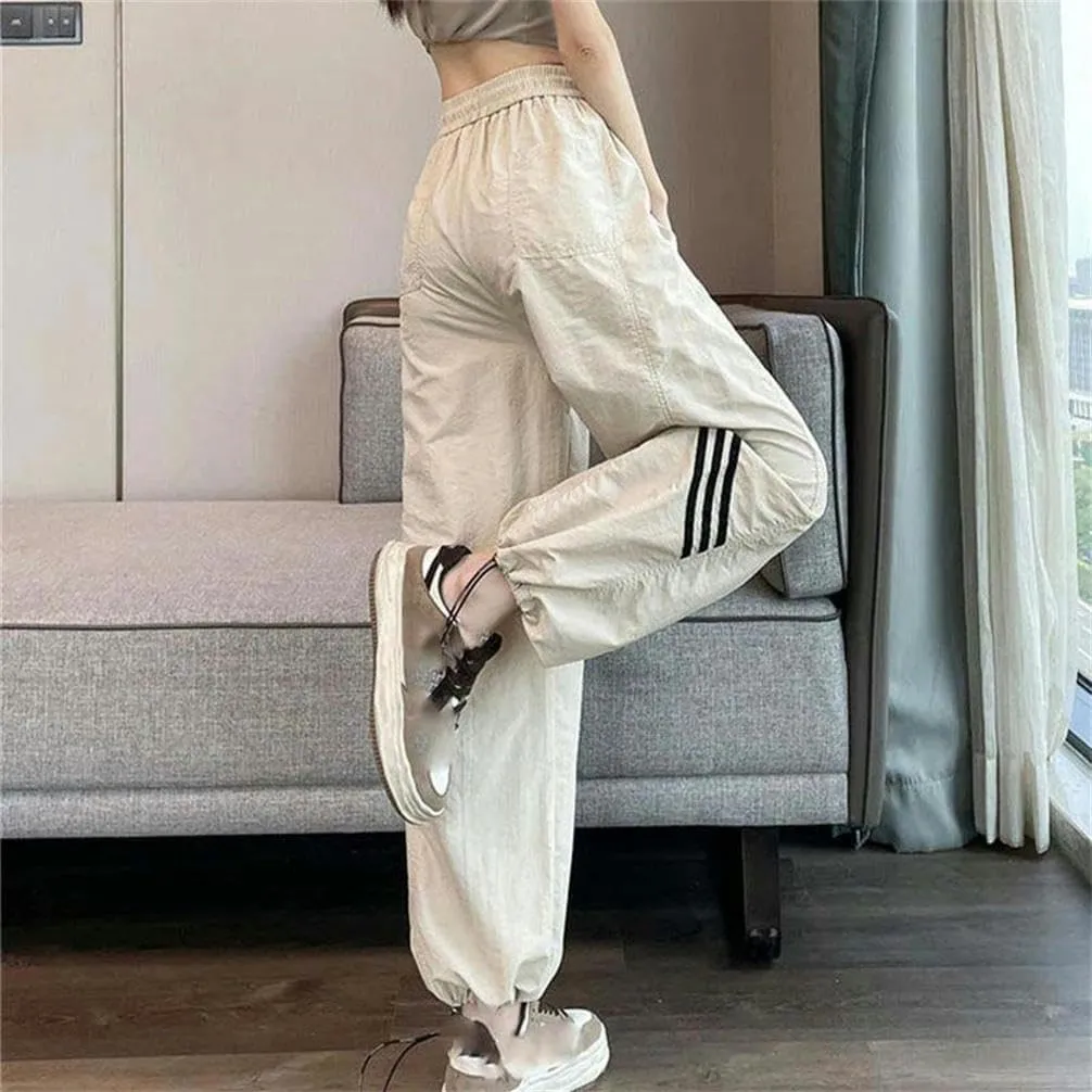 Women's Summer Casual Street Clothing Sports Jogging Pants Women's high Waist Lightweight Ties Sports Pants