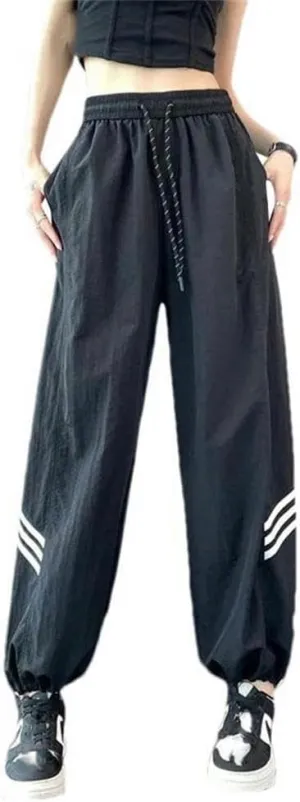 Women's Summer Casual Street Clothing Sports Jogging Pants Women's high Waist Lightweight Ties Sports Pants