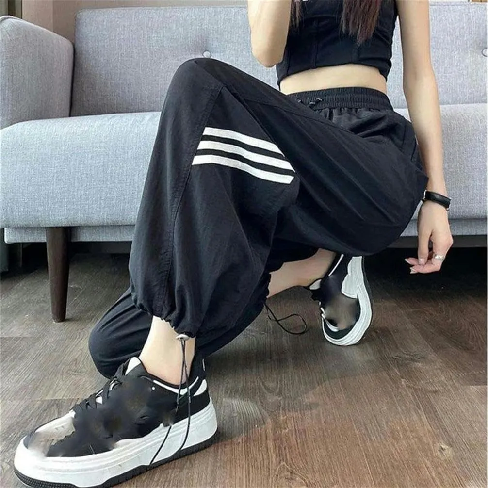 Women's Summer Casual Street Clothing Sports Jogging Pants Women's high Waist Lightweight Ties Sports Pants