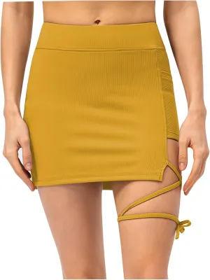 Women's Tennis Skirt Cute Golf Short Mini Skirt Skort Split Hem Bodycon Pencil Skirts for Workout Sports Athletic
