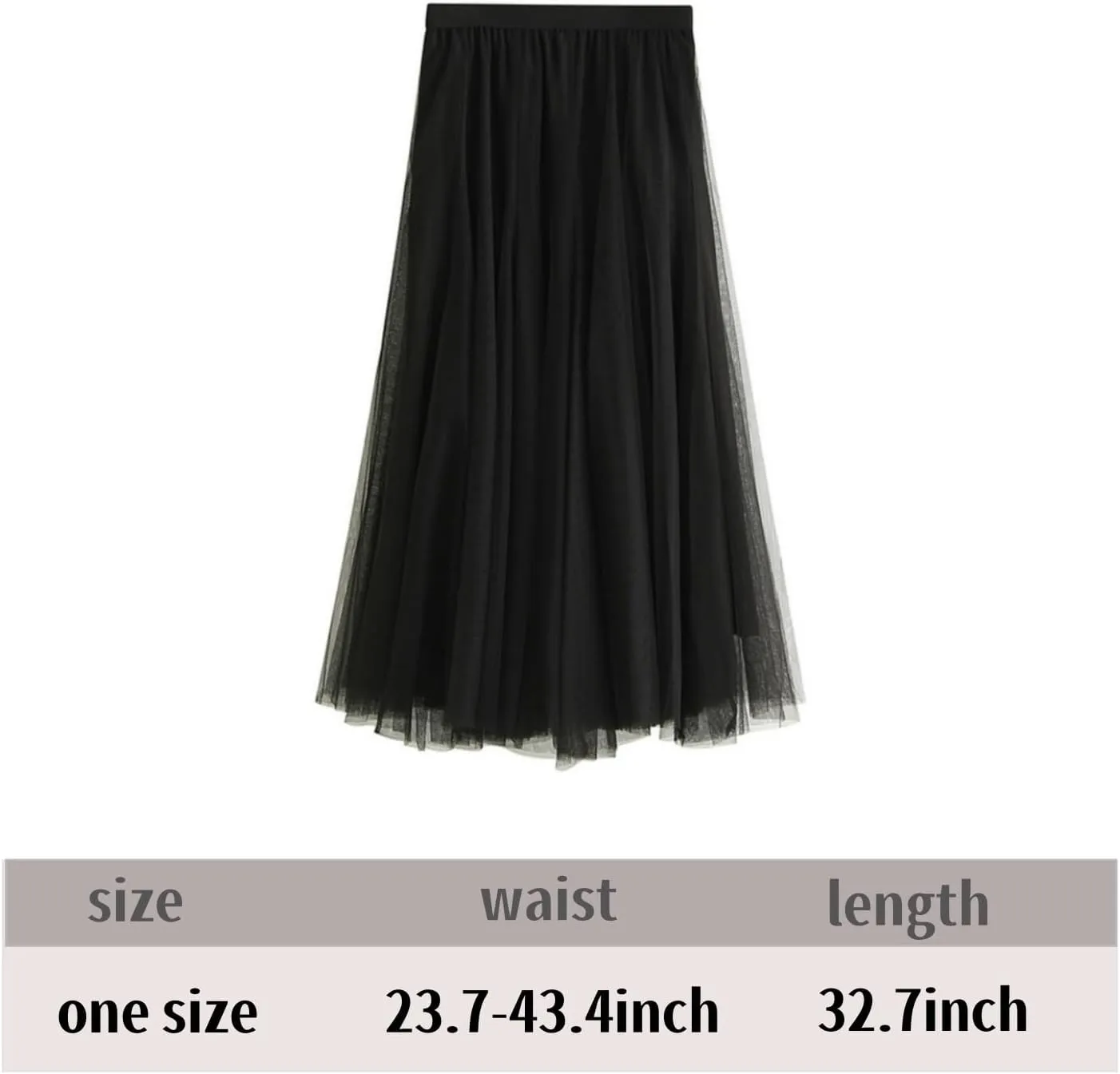 Women's Tulle Skirt High Waist A-line Pleated Midi Skirt