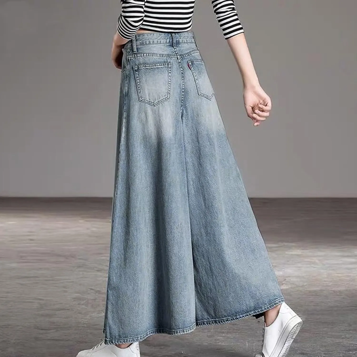 Women's Wide Leg Jeans High Waisted Stretch Jeans Casual Baggy Denim Pants Distressed Long Jeans with Pockets