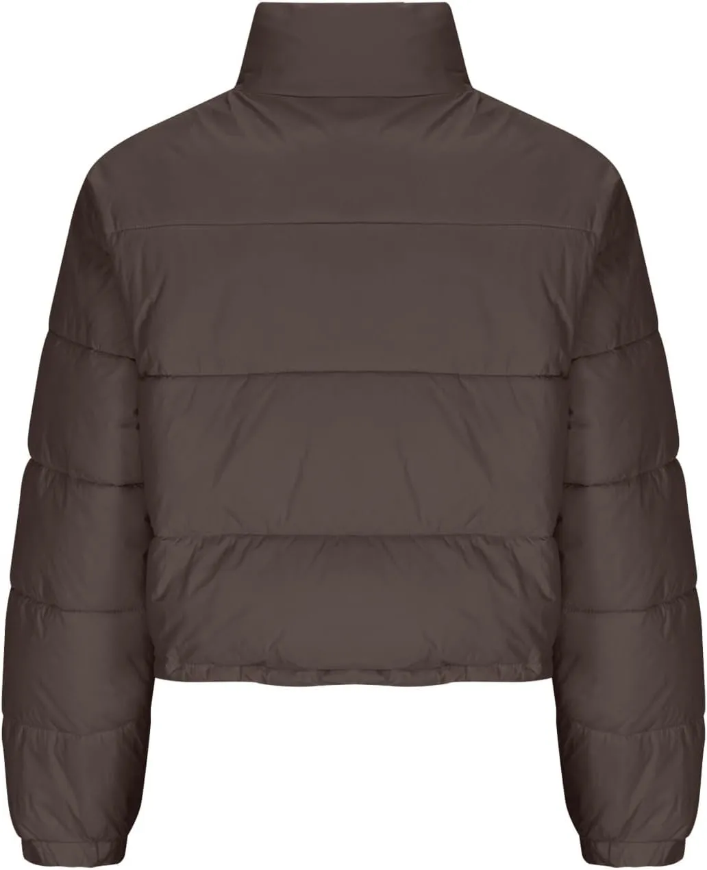 Womens Winter Long Sleeve Zip Up Puffer Jacket Stand Collar Baggy Fashion Warm Outerwear Drawstring Short Down Coats