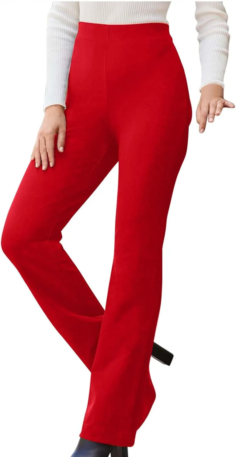 Women's Work Pants Dress Business Casual Pants with Pockets Pull On Office Dress Pants High Elastic Waist Trousers