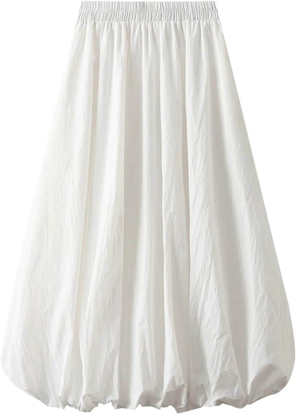 Womens Y2k Bubble Skirt Elastic High Waist A Line Long Skirts Casual Loose Ruffle Pleated Midi Long Flowy A-Line Skirt